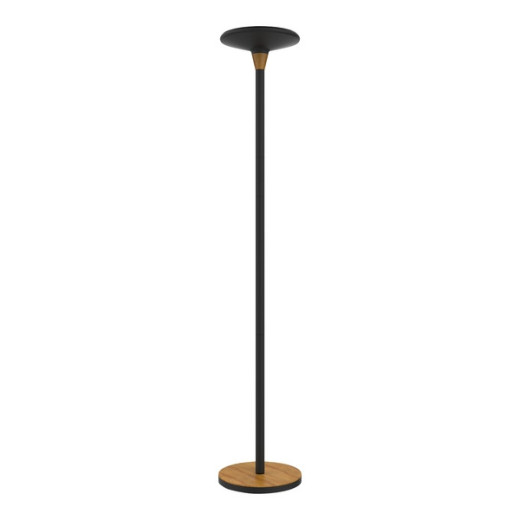 Unilux Baly Bamboo Lampara de Pie LED - Atenuador Tactil de 3 Intensidades - Luz Calida - Fabricada en Bambu y Acero - Base Resistente - Color Negro
