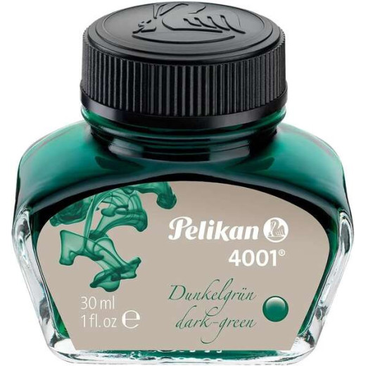 Pelikan Tinta 4001 No.78 - Frasco 30ml - Tintero de 30ml - Asegura el Perfecto Funcionamiento de la Estilografica - Color Verde Oscuro