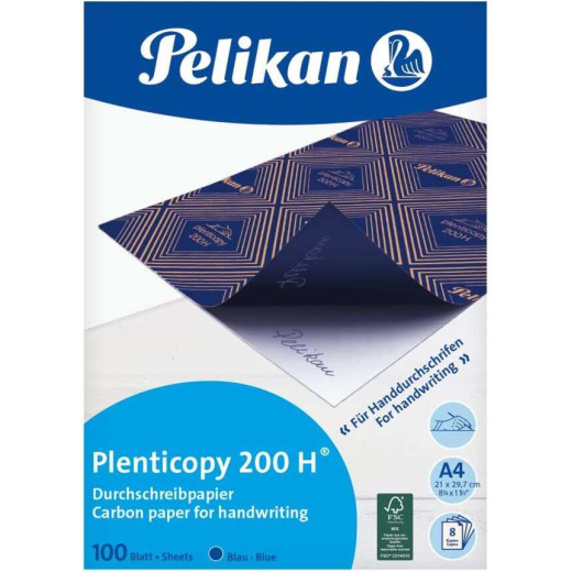 Pelikan Paquete de 100 Papel de Calcar Plenticopy 200H - Alta Calidad - Ideal para Copias Limpias - Resistente y Duradero - Color Azul