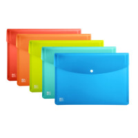 Oxford Urban A5 Sobre Portadocumentos de Plastico Rigido Translucido A5 - Capacidad hasta 40 Hojas - Cierre de Broche - Colores Surtidos