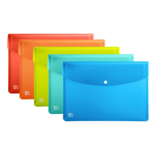 Oxford Urban A5 Sobre Portadocumentos de Plastico Rigido Translucido A5 - Capacidad hasta 40 Hojas - Cierre de Broche - Colores Surtidos