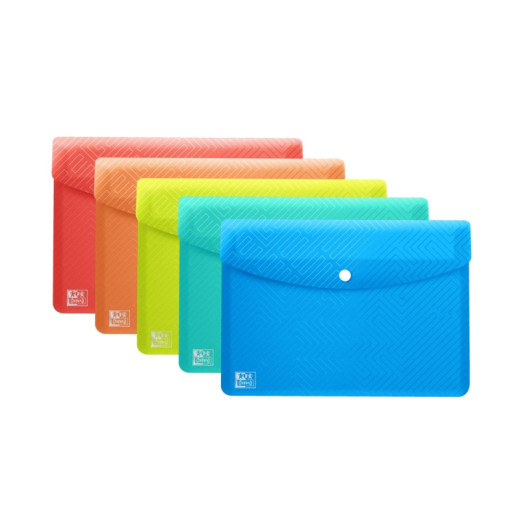 Oxford Urban A6 Sobre Portadocumentos de Plastico Rigido Translucido A6 - Capacidad hasta 40 Hojas - Cierre de Broche - Colores Surtidos