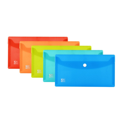 Oxford Urban DL Sobre Portadocumentos de Plastico Rigido Translucido DL - Tamaño Sobre Americano - Capacidad hasta 40 Hojas - Cierre de Broche - Colores Surtidos