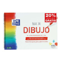 Oxford Bloc de Dibujo Escolar Espiral Formato A4+ Liso - 20 Hojas Microperforadas 130gr Color natural - Papel de Superfície Rugosa