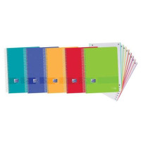 Oxford Europeanbook 8 Live & Go Pack de 5 Cuadernos Espiral Formato A4+ Cuadriculado 5x5mm - 160 Hojas Microperforadas con 4 Taladros - Tapa de Plastico - 8 Bandas de Color - Colores Surtidos