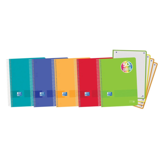 Oxford Live & Go A5+ Europeanbook - Tapa de Plastico - 120 Hojas - Colores Surtidos