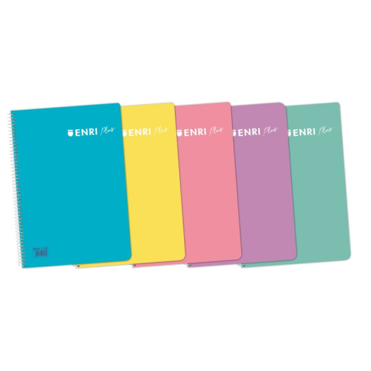 Enri Plus 4º Cuaderno Espiral 4x4 - Tapa de Plastico - 80 Hojas 90gr - Colores Surtidos