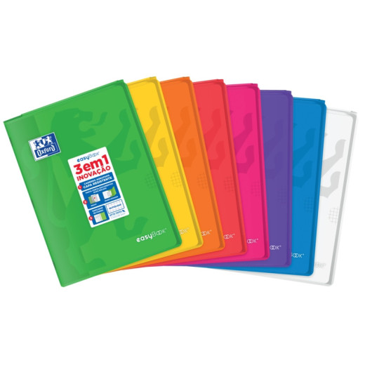 Oxford Easybook A4 Libreta Grapada - Tapa de Plastico Resistente - Cuadricula 5x5 con 2 Margenes - 48 Hojas de Papel de Alta Calidad - Colores Surtidos