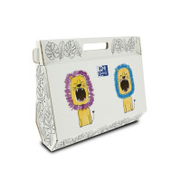 Oxford Lote Kids Pintura Caja Pintable - Incluye Bloc de Dibujo y Pintura - Estuche Kangoo - Temperas de Colores Variados