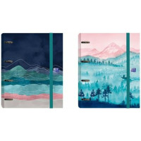 Oxford Ice Explorer Europeanbinder A4+ Carpeta de Anillas 4x 35mm con Recambio 5x5 - Lomo de 45mm - Tapa Extradura con Cierre de Goma elastica - 2 Diseños Diferentes