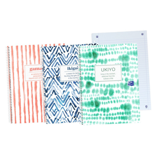 Oxford Japandi A4+ Europeanbook - Tapa Extradura Resistente - 1 Linea y 2 Margenes para Organizacion - 80 Hojas de Alta Calidad