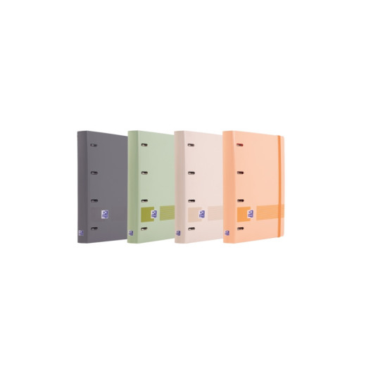 Oxford Europeanbinder Boreal A4+ Carpeta Resistente - Tapa de Plastico Polifoam Suave - Lomo de 45mm - Anillas 4Dx35mm - Incluye Recambio Dots - 5 Colores de Banda
