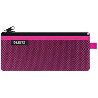 Leitz WOW Bolsa Porta-Todo Mediana 2 Compartimentos - Tamaño 85x6x210mm - Lavable y Duradera - Cierre de Cremallera - Color Fucsia