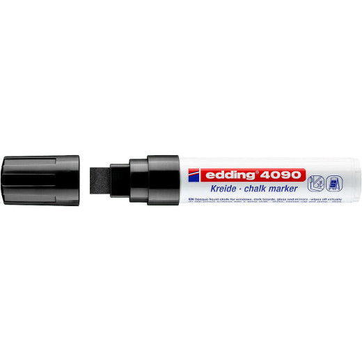 Edding 4090 Rotulador de Tiza Liquida - Punta Biselada - Trazo entre 4 y 15mm - Olor Neutro - Color Negro