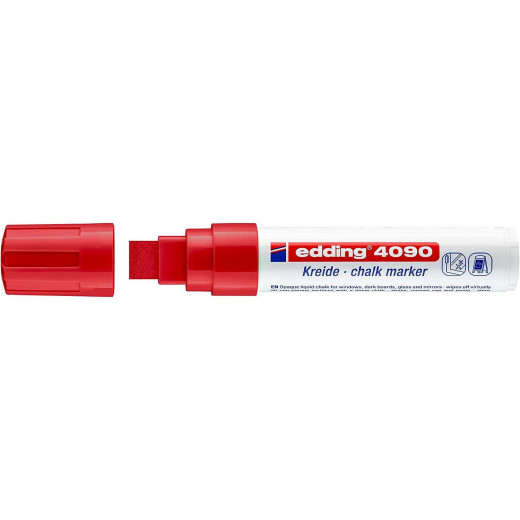 Edding 4090 Rotulador de Tiza Liquida - Punta Biselada - Trazo entre 4 y 15mm - Olor Neutro - Color Rojo