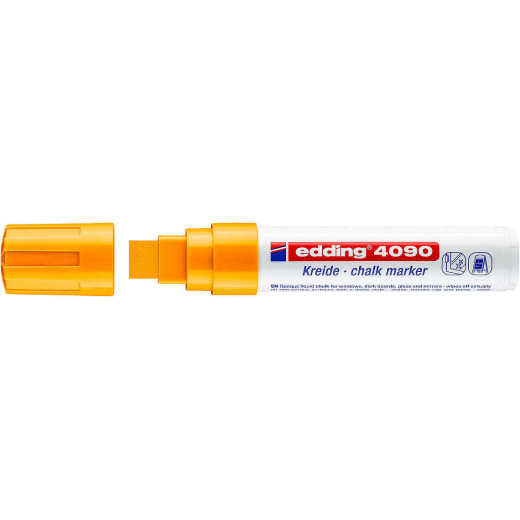Edding 4090 Rotulador de Tiza Liquida - Punta Biselada - Trazo entre 4 y 15mm - Olor Neutro - Color Naranja Neon