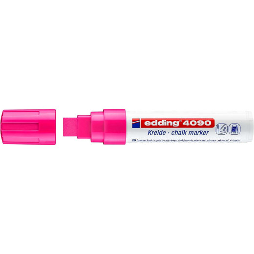 Edding 4090 Rotulador de Tiza Liquida - Punta Biselada - Trazo entre 4 y 15mm - Olor Neutro - Color Rosa Neon