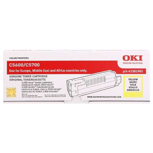 OKI C5600/C5700 Amarillo Cartucho de Toner Original - 43381905