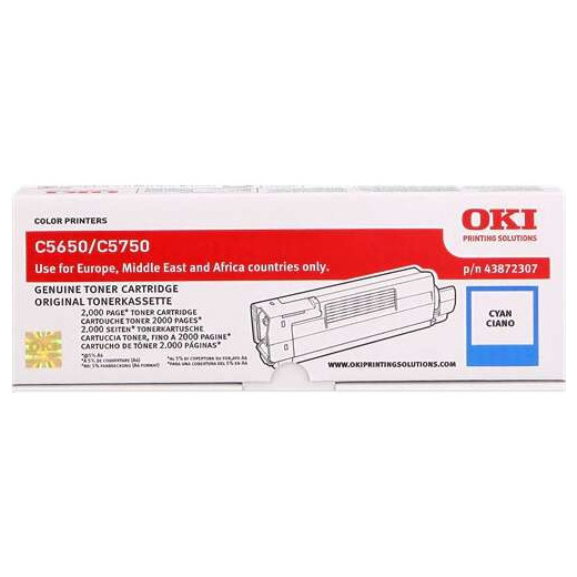 OKI C5650/C5750 Cyan Cartucho de Toner Original - 43872307