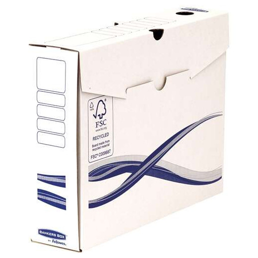Fellowes Bankers Box Basic Pack de 25 Cajas de Archivo Definitivo A4+ 80mm - Montaje Manual - Carton Reciclado Certificacion FSC