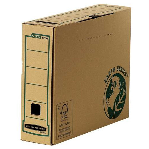 Fellowes Bankers Box Earth Caja de Archivo Definitivo A4 80mm - Montaje Manual - Carton Reciclado Certificacion FSC - Color Marron