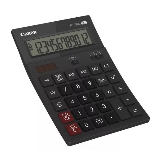 Canon AS-1200 Calculadora de Sobremesa con Pantalla LCD de 12 Digitos - Funciones de Calculo de Recargo (MU)