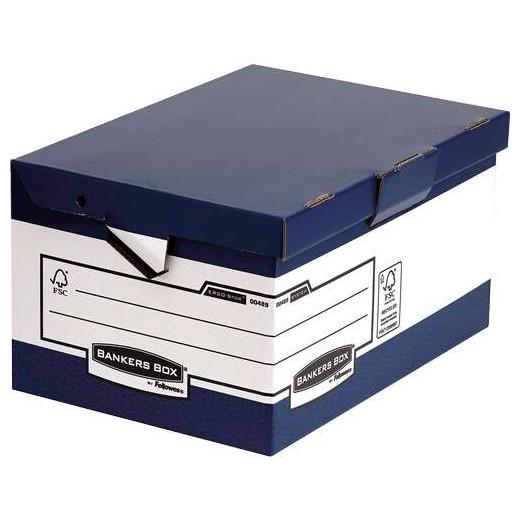 Fellowes Bankers Box Ergo-Stor Maxi Contenedor de Archivos con Asas Ergonomicas - Tapa Fija - Montaje Automatico Fastfold - Carton Reciclado Certificacion FSC