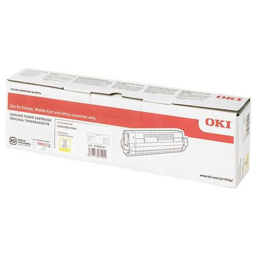 OKI C824/C834/C844 Amarillo Cartucho de Toner Original - 47095701