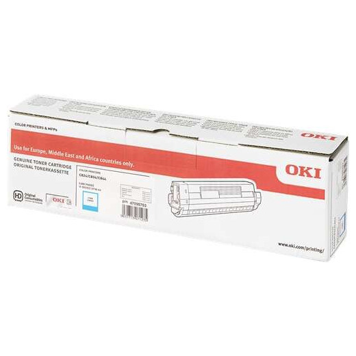 OKI C824/C834/C844 Cyan Cartucho de Toner Original - 47095703