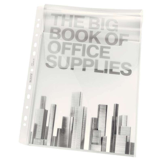 Leitz Pack de 5 Fundas Fuelle Premium Expansible con Solapa Polipropileno A4 18micras - Gran Capacidad de hasta 200 Hojas A4 - Transparente