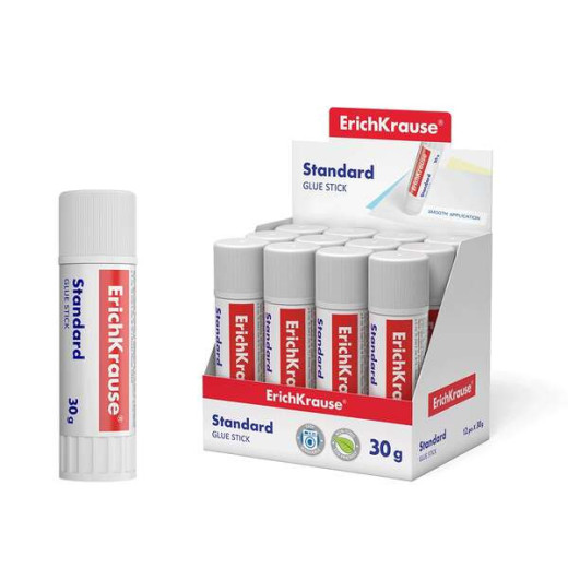 Erichkrause Standard Pegamento en Barra 30gr - Pegado Rapido y Confiable - Facil de Aclarar con Agua - Sin Disolventes - Apto para Papel