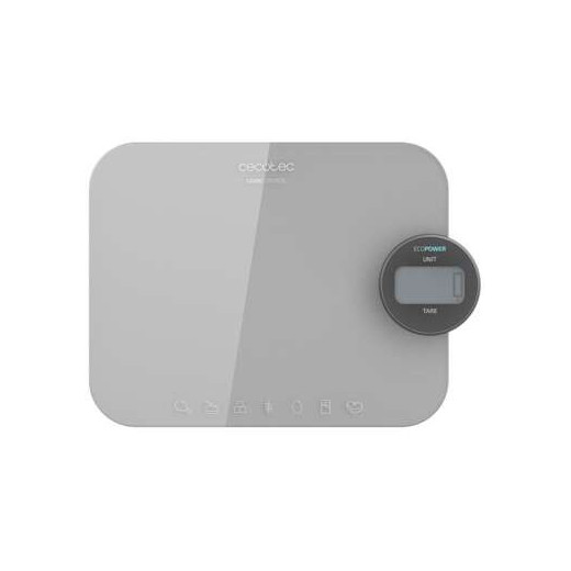 Cecotec Cook Control 10300 EcoPower Nutrition Bascula de Cocina - Funciona sin Pilas - Precision de 1gr - Peso Max. 8kg - Pantalla LCD - Funcion Tara - Funcion Solidos y Liquidos