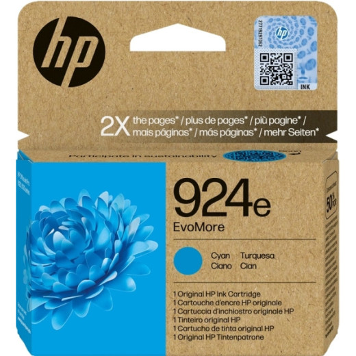 HP 924e Cyan Cartucho de Tinta Original - 4K0U7NE