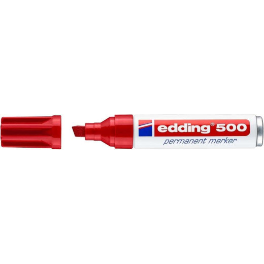 Edding 500 Rotulador Permanente - Punta Biselada - Trazo entre 2  y 7 mm. - Recargable - Secado Instantaneo - Color Rojo