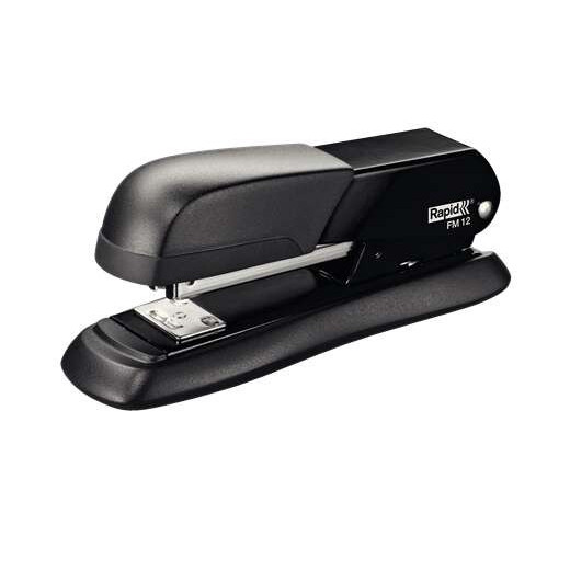 Rapid FM12 Grapadora de Sobremesa Metalica - Hasta 25 Hojas - Para Grapas 24/6 y 26/6 - Modo de Clavado y Fijado - Color Negro