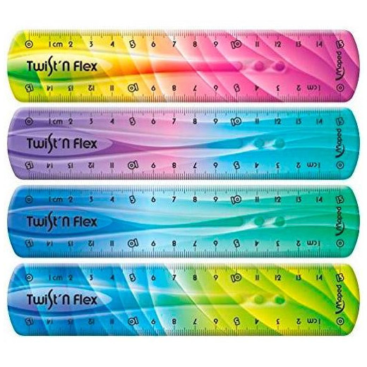 Maped Twist´n Flex Regla de Flexible 15cm - Irrompible - Doble Graduacion - Colores Degradados Aleatorios