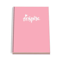 Dohe Serie Pastel Cuaderno con Espiral - Tamaño A4 de 100 Hojas 90gr - Hojas Microperforadas con 4 Taladros - Cuadricula 5mm - Color Rosa Pastel
