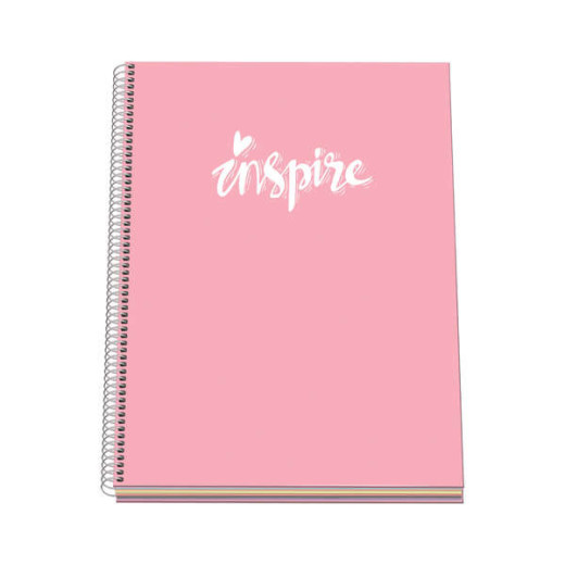 Dohe Serie Pastel Cuaderno con Espiral - Tamaño A4 de 100 Hojas 90gr - Hojas Microperforadas con 4 Taladros - Cuadricula 5mm - Color Rosa Pastel