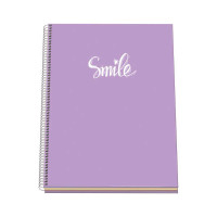 Dohe Serie Pastel Cuaderno con Espiral - Tamaño A4 de 100 Hojas 90gr - Hojas Microperforadas con 4 Taladros - Cuadricula 5mm - Color Morado Pastel