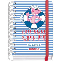 Dohe Pink Panther Sailing Agenda Escolar Espiral Wire?o A6 - Dia Pagina - Papel 80g/m2 - Cubierta de Carton Plastificado - Cierre con Goma Elastica