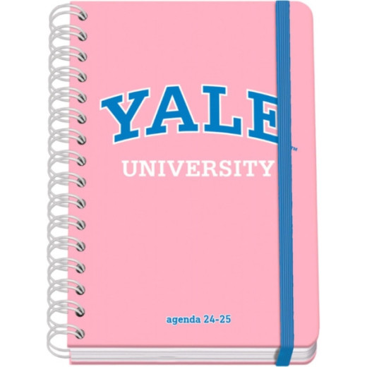 Dohe YALE Pink Lady Agenda Escolar Espiral Wire?o A5 - Semana Vista - Papel 80g/m2 - Cubierta de Carton Plastificado - Cierre con Goma Elastica - Color Rosa
