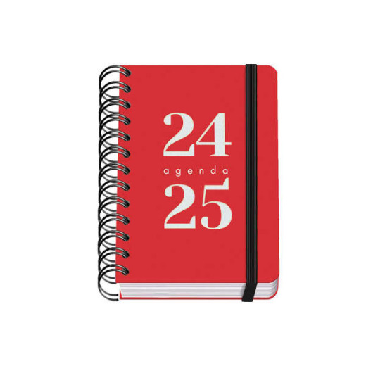 Dohe Grammar Agenda Escolar Espiral A6 - Dia Pagina - Papel 80g/m2 - Cubierta de Polipropileno - Cierre de Goma Elastica - Tamaño 10x15cm - Color Rojo