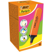Bic Marking Highlighter Flat Marcador Fluorescente - Punta Biselada - Trazo entre 1.70 y 4.80 mm - Tinta con Base de Agua - Color Naranja