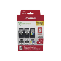 Canon PG540L Negro + CL541XL Color Pack de 3 Cartuchos de Tinta Originales + 50 Hojas de Papel Fotografico - 5224B015