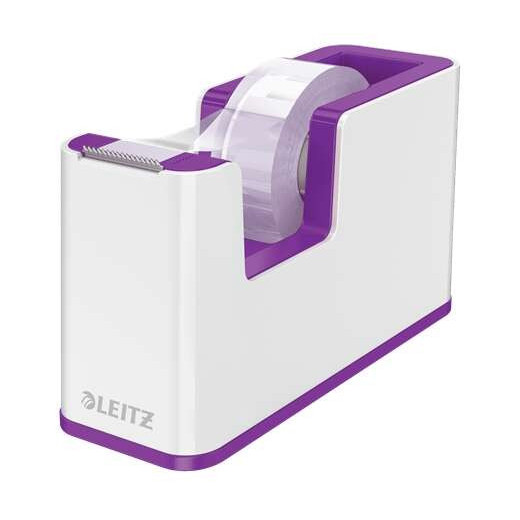 Leitz WOW Dispensador de Cinta Adhesiva - Para Rollos de hasta 19mm x 33m - Incluye Cinta Autoadhesiva Escribible - Color Blanco/Violeta