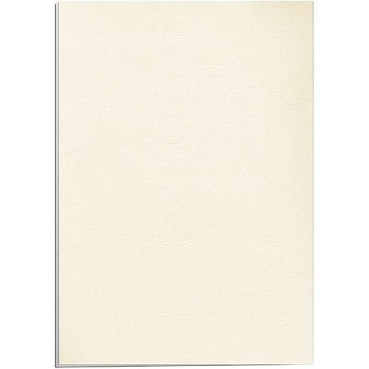 Fellowes Pack de 100 Portadas de Carton Simil Piel Delta Cuero A4 - 250 gr - Color Marfil