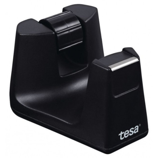 Tesa Smart Easy Cut Portarrollos de Sobremesa - Para Utilizar con una Mano - Cuchilla de Sierra - Ocupa muy poco Espacio - Color Negro