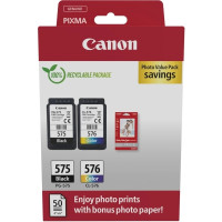 Canon PG575/CL576 Pack de 2 Cartuchos de Tinta Originales + 50 Hojas de Papel Fotografico - 5438C004