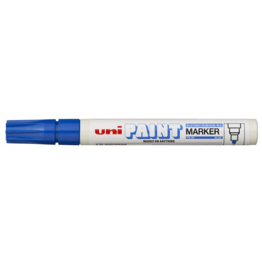 Uni-ball PX-20 Marcador de Pintura - Punta Acrilica de Bala 2.2-2.8mm - Permanente en Todas las Superficies - Resistente a Luz y Agua - Soporta Hasta 250ºC - Color Azul