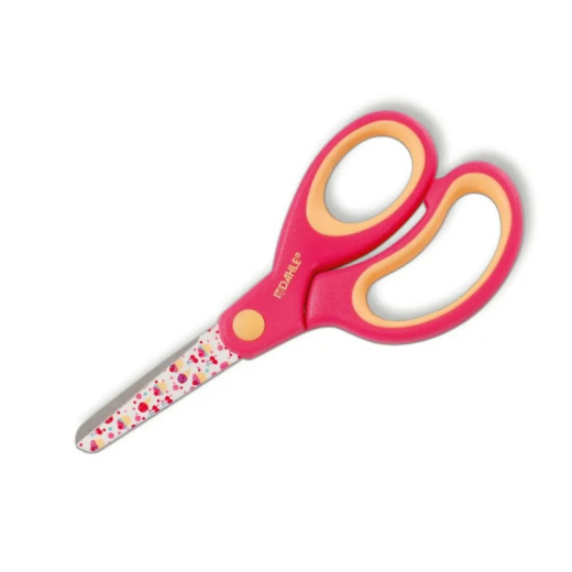 Dahle 54663 Kids Tijeras Infantiles 13cm - Puntas Redondeadas - Acero Inoxidable - Mangos Ergonomicos Recubiertos de Goma - Color Rosa